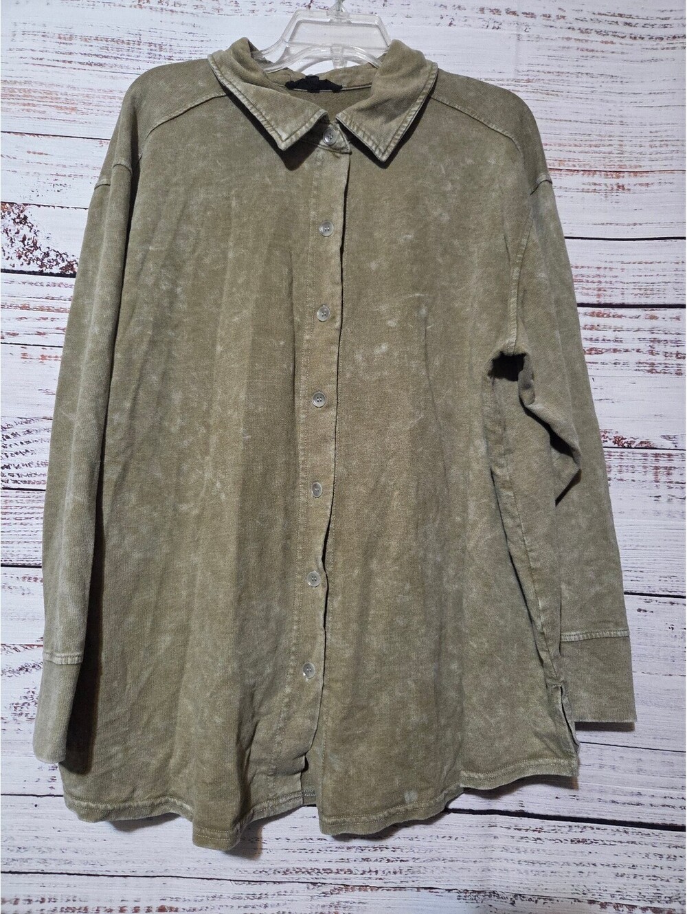 Jane+ Delancey Women's Button-Up Shirt Jacket 2X Beige Cotton Polyester